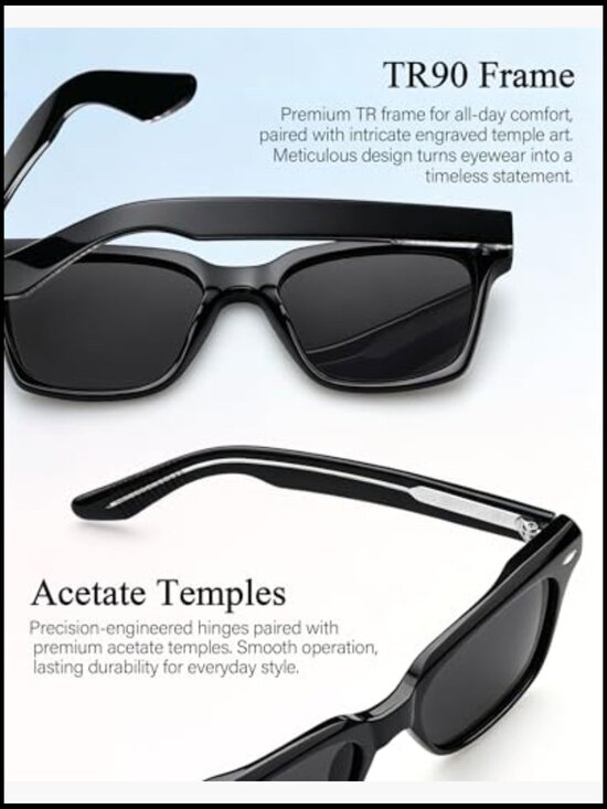 Polarized Square Sunglasses UV Protection TR90 Frame main image 5